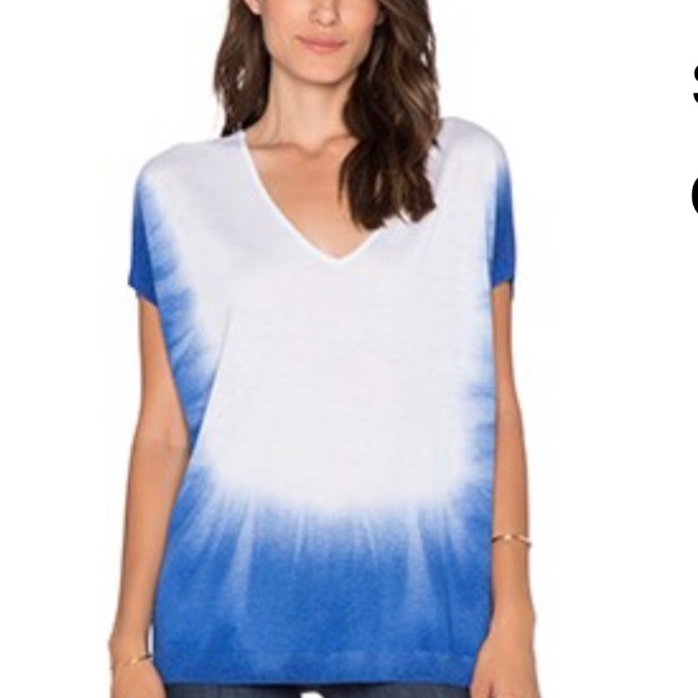 Splendid M dip dye dolman sleeve sweater cashmere blend White & Mediterranean - Picture 15 of 15